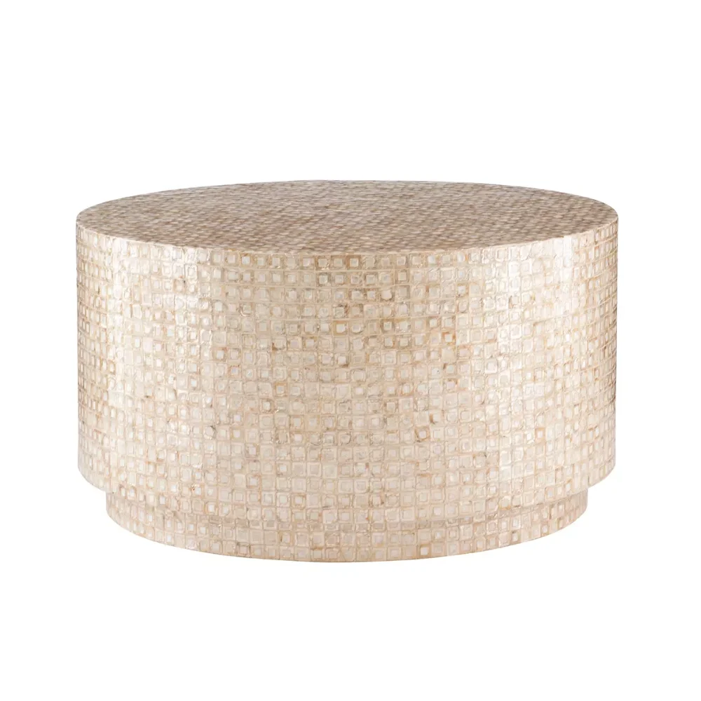 High-end Mother of pearl round coffee table handcrafted luxury coffee table wholesale home furniture from Vietnam