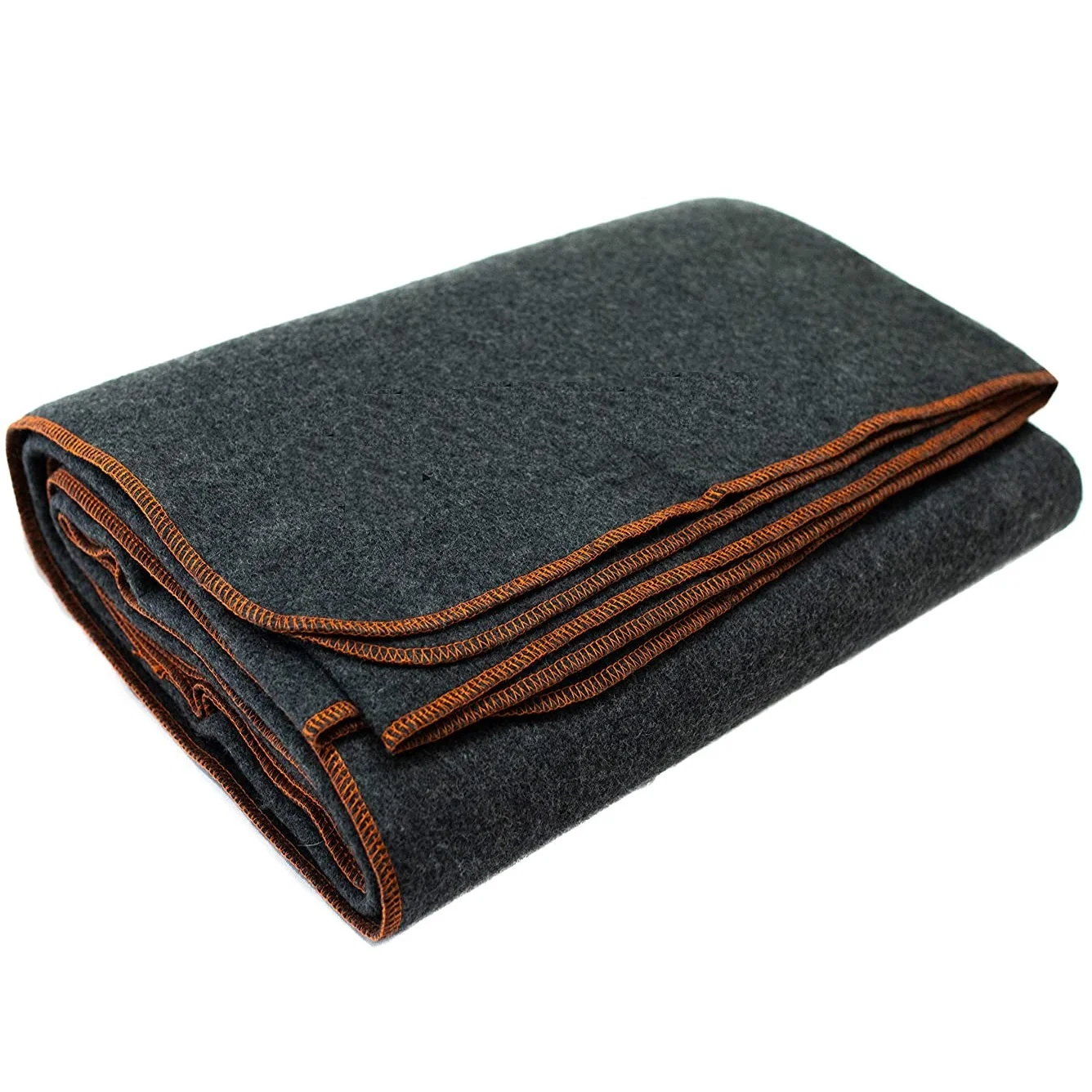 80% Wool Olive Green Blankets with orange Stitching Olive Green Wool Blankets  No Smell and zero lint While Washing