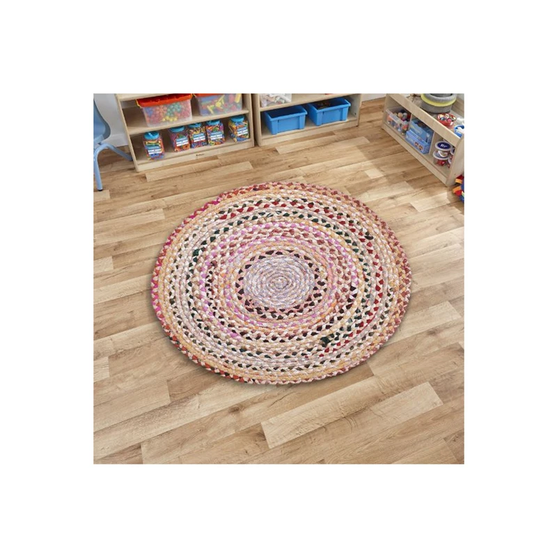 Indian Handmade Round Carpet Living Room Bedroom Cotton Chindi Round Rug Carpet 28 inches Floor Area out Door Hallway Play Room