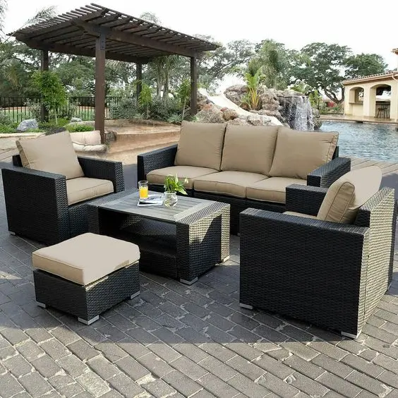 Rattan Garden Furniture Multi-seater Sofa Set Armchair Table And Chairs With Cushion