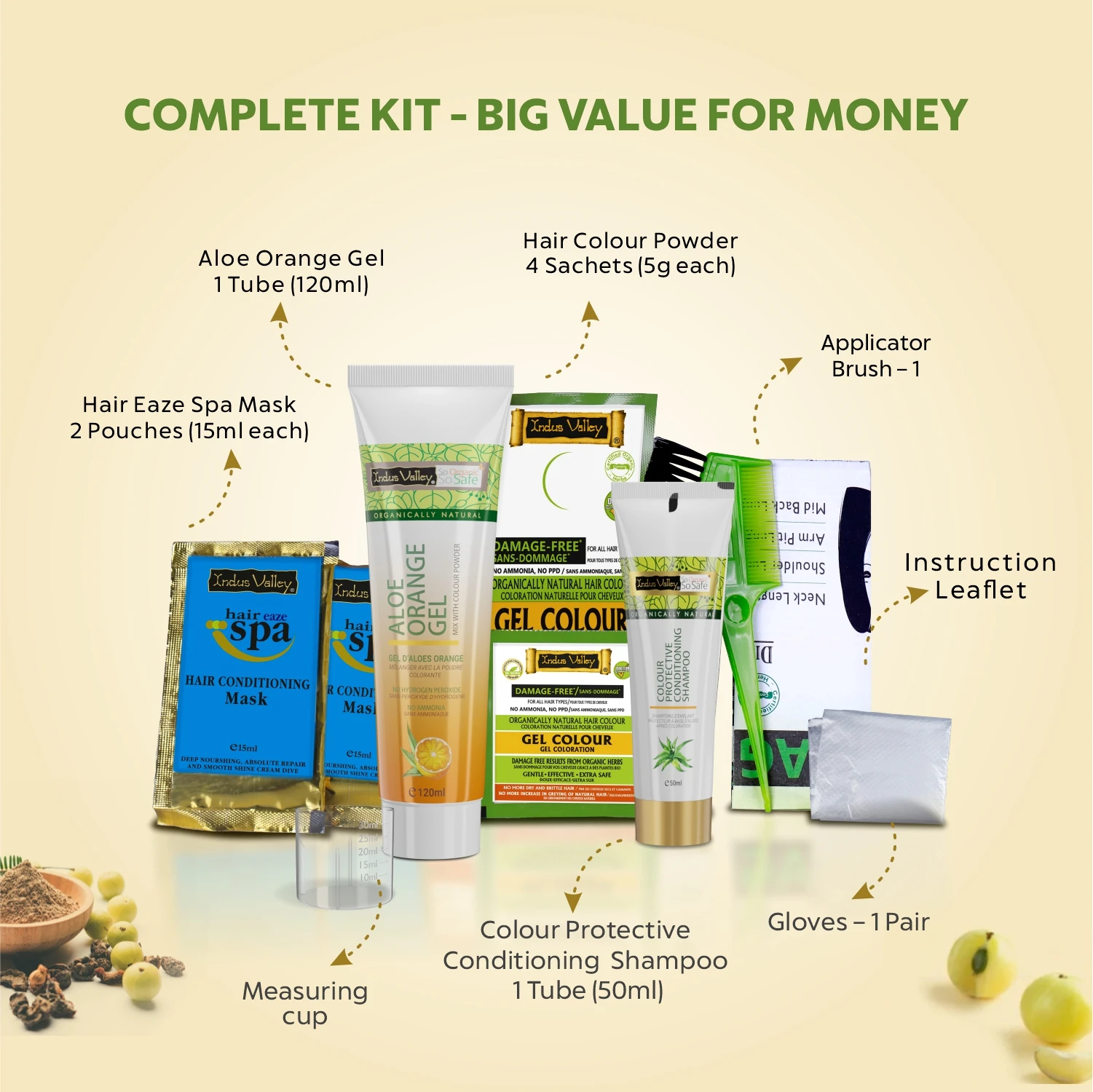 Indus Valley Gel Hair Color Semi Permanent PPD Free No Ammonia Hair Color Dye Kit No Peroxide Hair Color Dye Ecocert