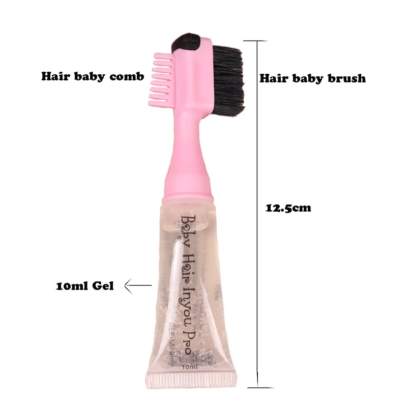 Private Label Baby Hair Edge Control Gel Brush 3 In 1 Strong Hold Baby Hair Brush Comb With Gel