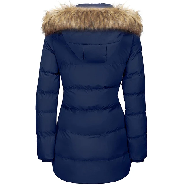 Slim Fit Ladies Classy Sexy Looking Fur Hooded Coat  With Your Custom Logo On It At Very Low Prices Women Puffer Long Coat