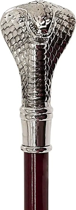 Handmade Brass 36'Chrome Cobra Head Handle With Natural Wooden Walking Stick Everyday Usable Walking Cane For Unisex Adult