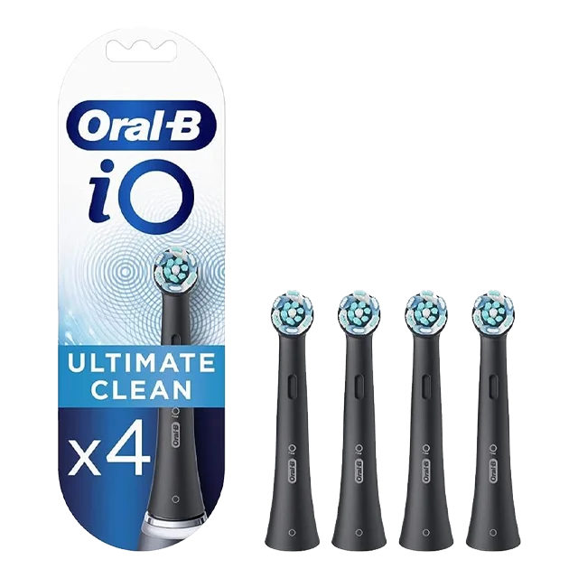 Oral-B iO Ultimate Clean Electric Toothbrush Head, Twisted & Angled Bristles fDeeper Plaque Removal, Pack of 4 Toothbrush Heads