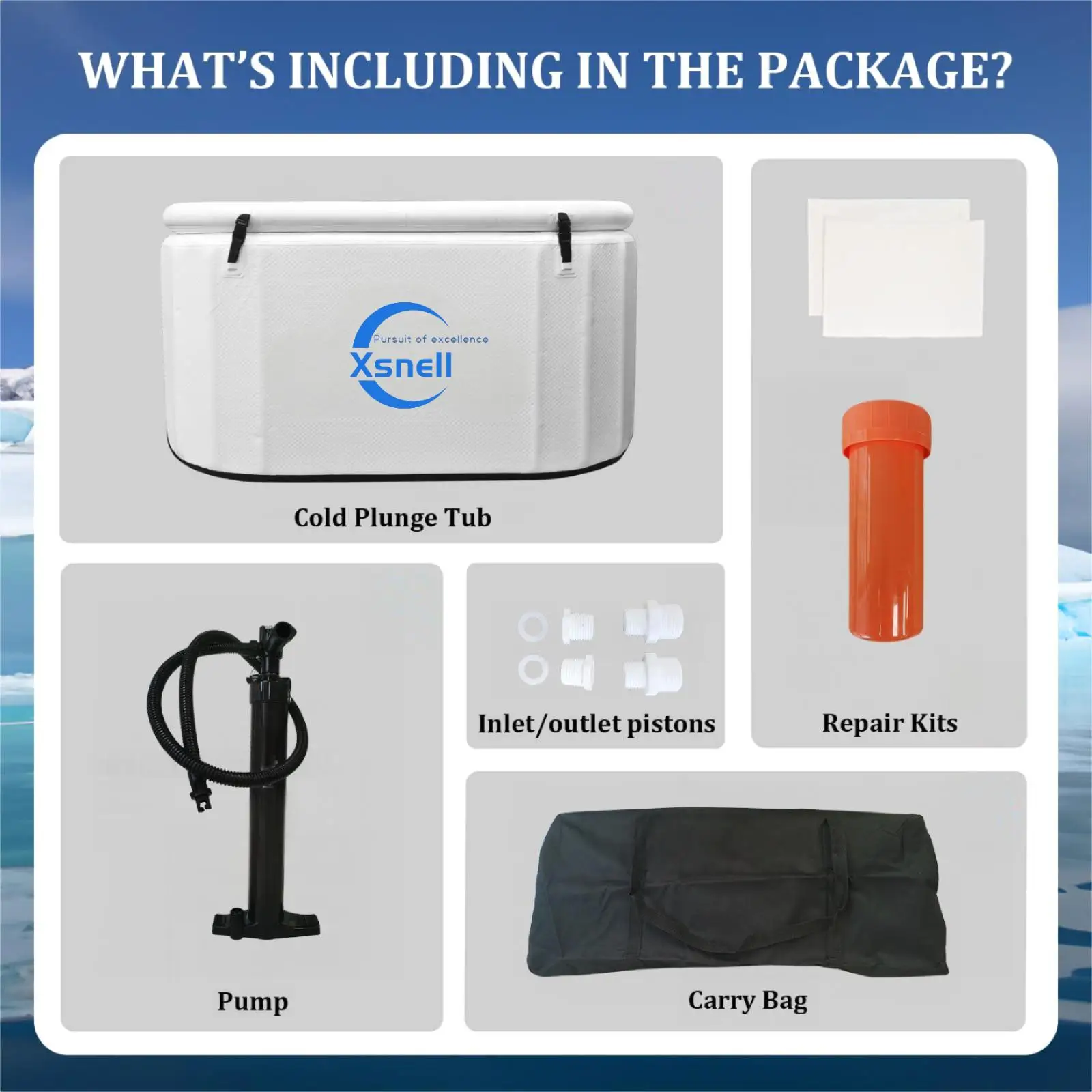 XSNELL Convenient inflatable ice bathtub connective chiller insulated ice tub for fitness exercise body recovery