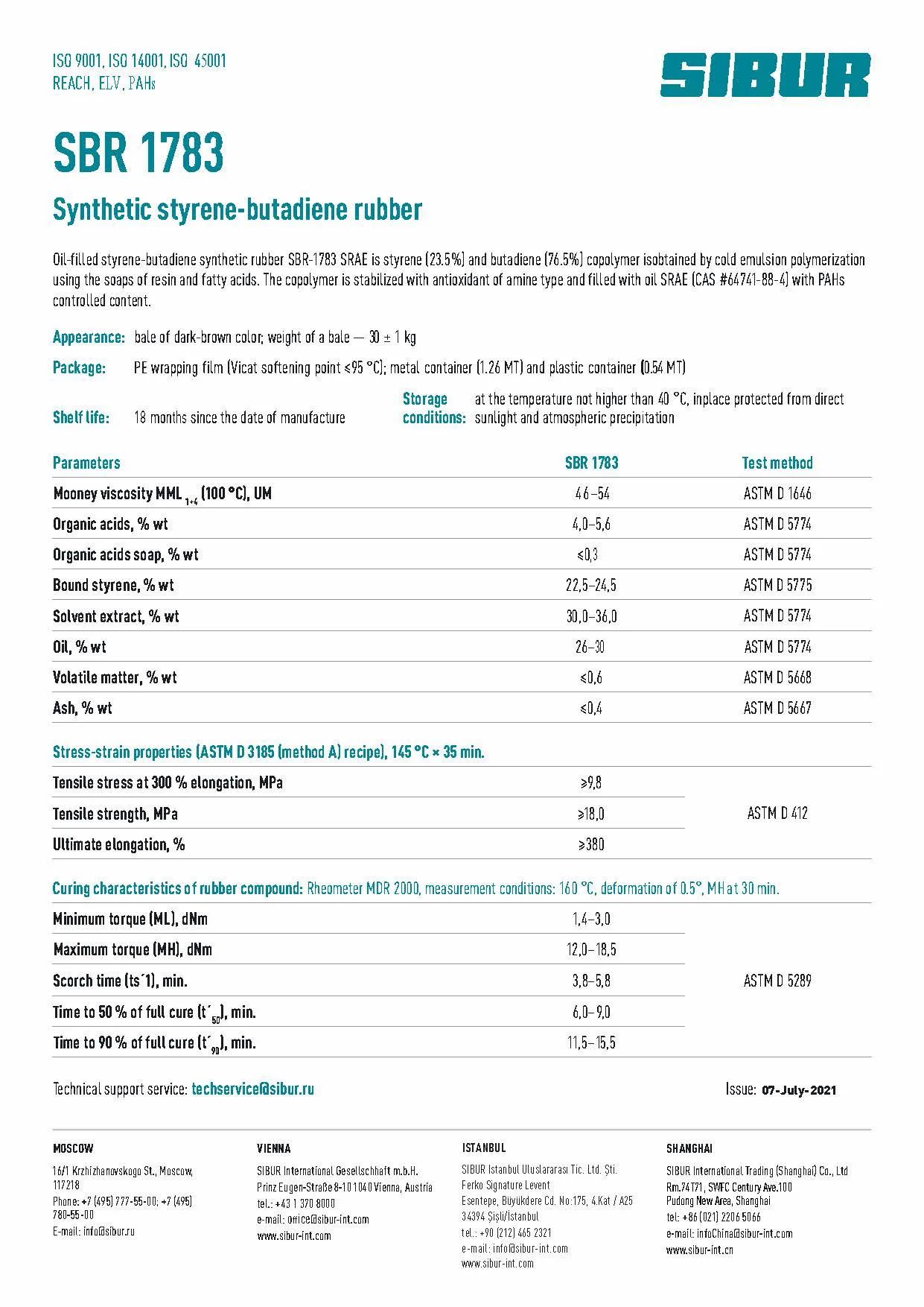 Styrene-butadiene rubber SBR-1783 SRAE metal container 1.26