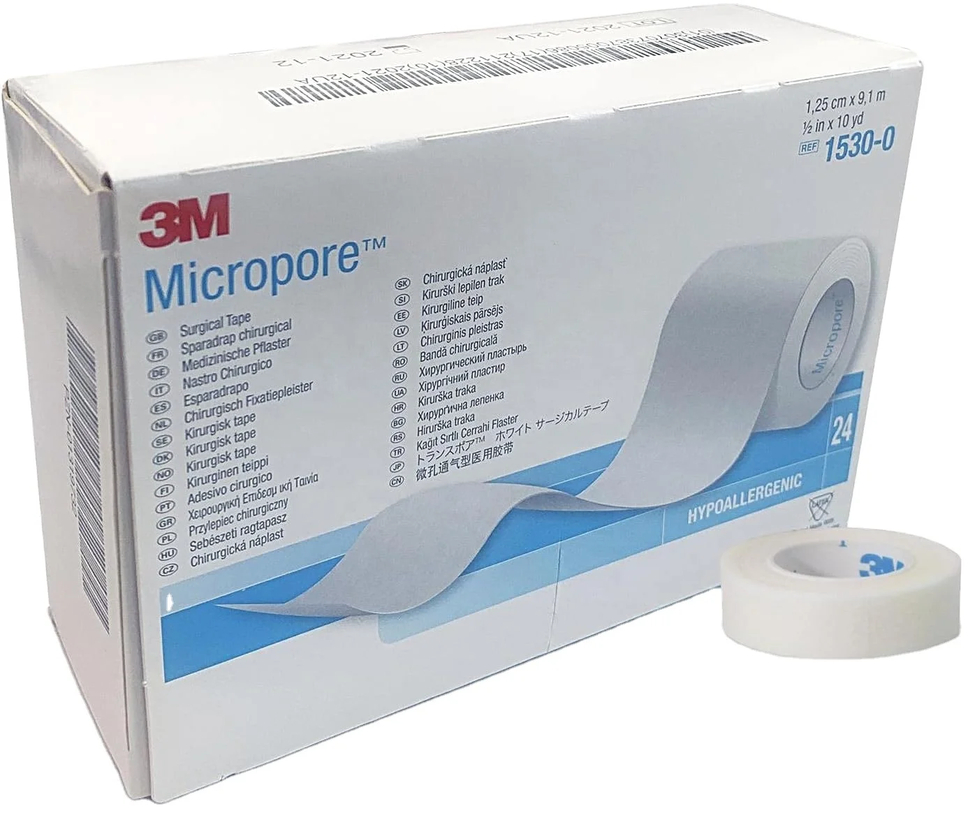 3M Micropore Tape 1.25cm x 9.1M Pack of 24 Breathable Adhesive Tape Soft And Flexible Tape