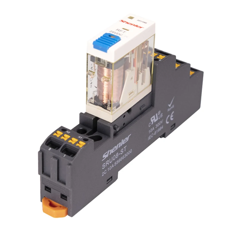 Shenler RFT2CO024LT+SRU08-ST interface relay and socket 2 pole 24VDC 8A relay module
