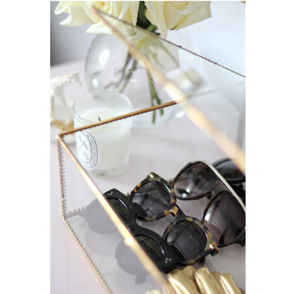 Hot Selling TopTrending Metal And Glass Material Decorative Storage Box Home Accessories Jewelry Box for Bangle and Necklace