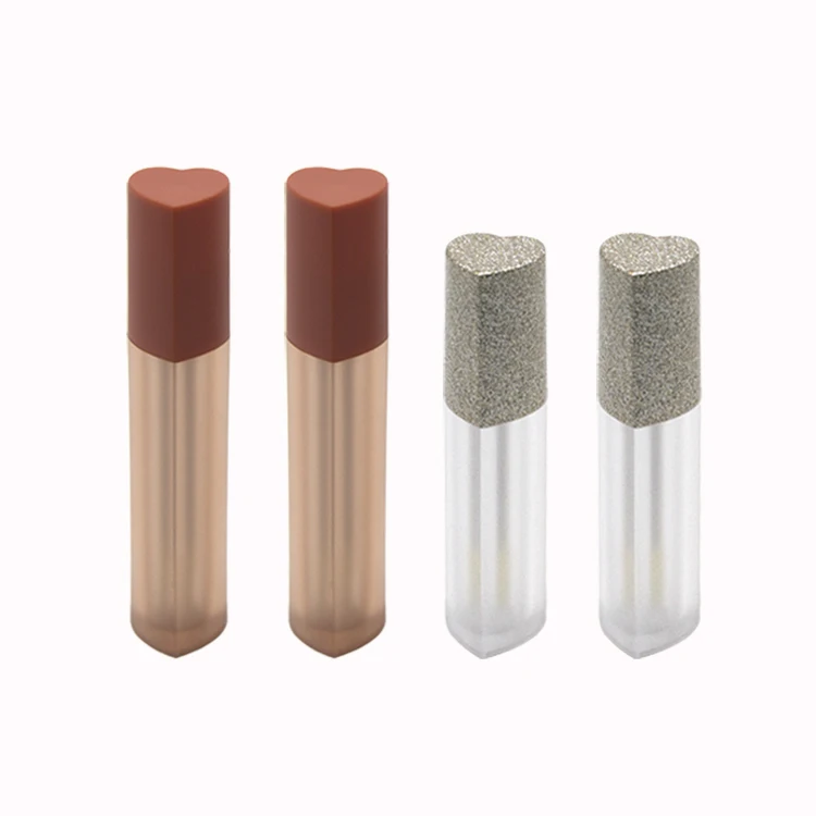 Unique 3ml 6ml luxury pink heart shaped lipgloss tubes packaging clear lip gloss tubes with wands custom logo