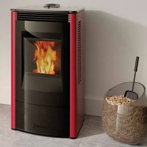Pellet Stove 40 Kw Heater Energy Saving Powerful Pellet Heat Wood Sale Red OEM Steel Stainless Power Style Modern Technical Free