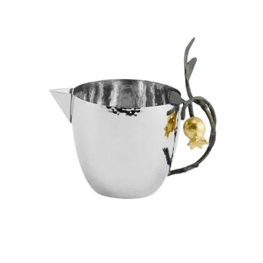 Pomegranate Handle Metal Silverware kitchenware Creamer Milk Pitcher Deluxe Quality Stainless Steel Creamer and Sugar Set