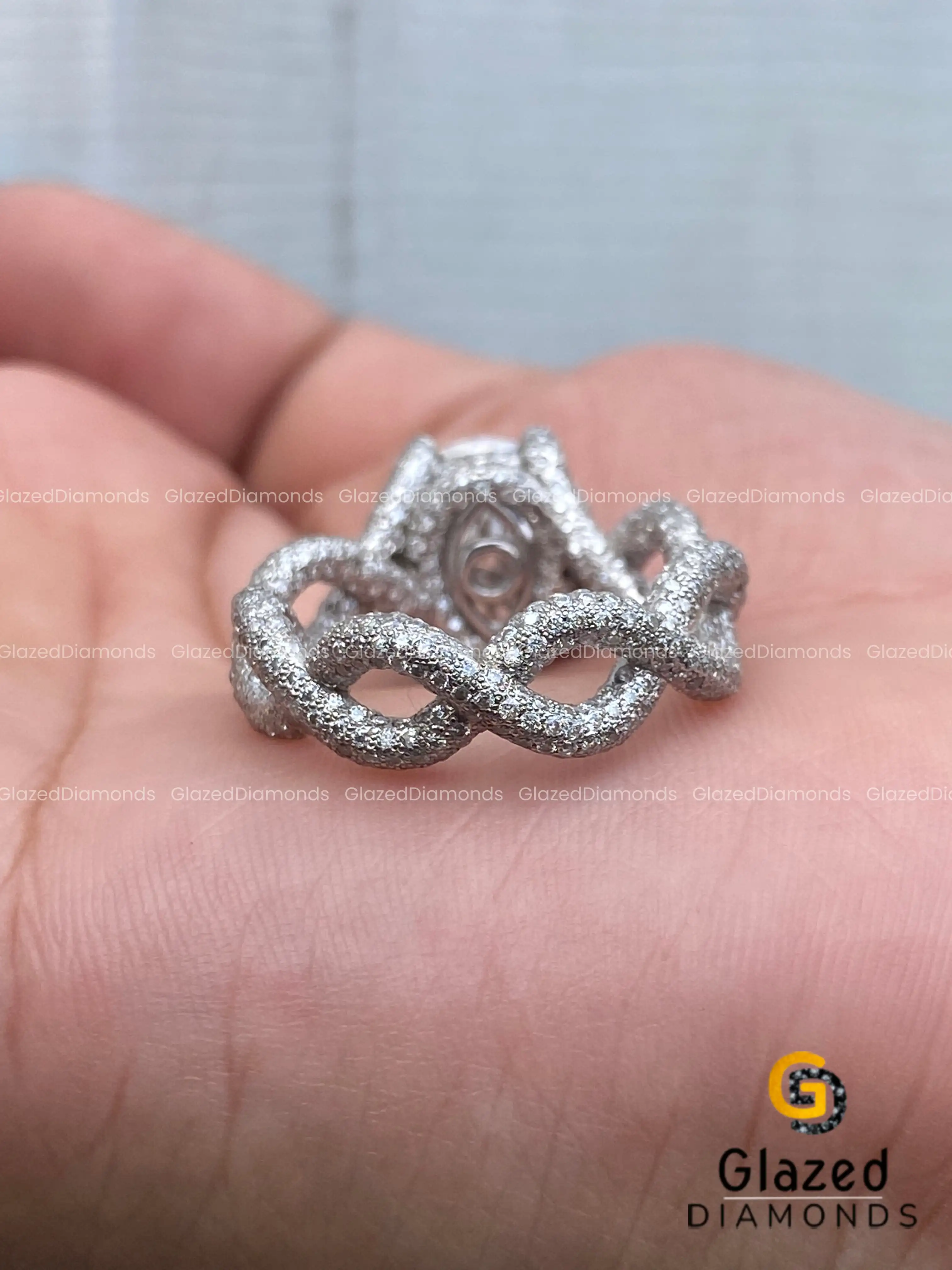 Exclusive Fully Iced Out Round Brilliant Cut Moissanite Hip Hop Ring In 925 Sterling Silver For Unisex In VVS Clarity