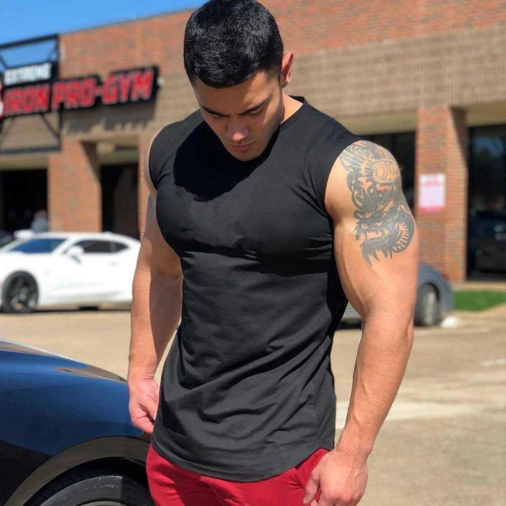 New Arrival Cheap Stylish Muscle Fitted Custom Singlet Mens Breathable Gym Stringer Tank Top Wholesale