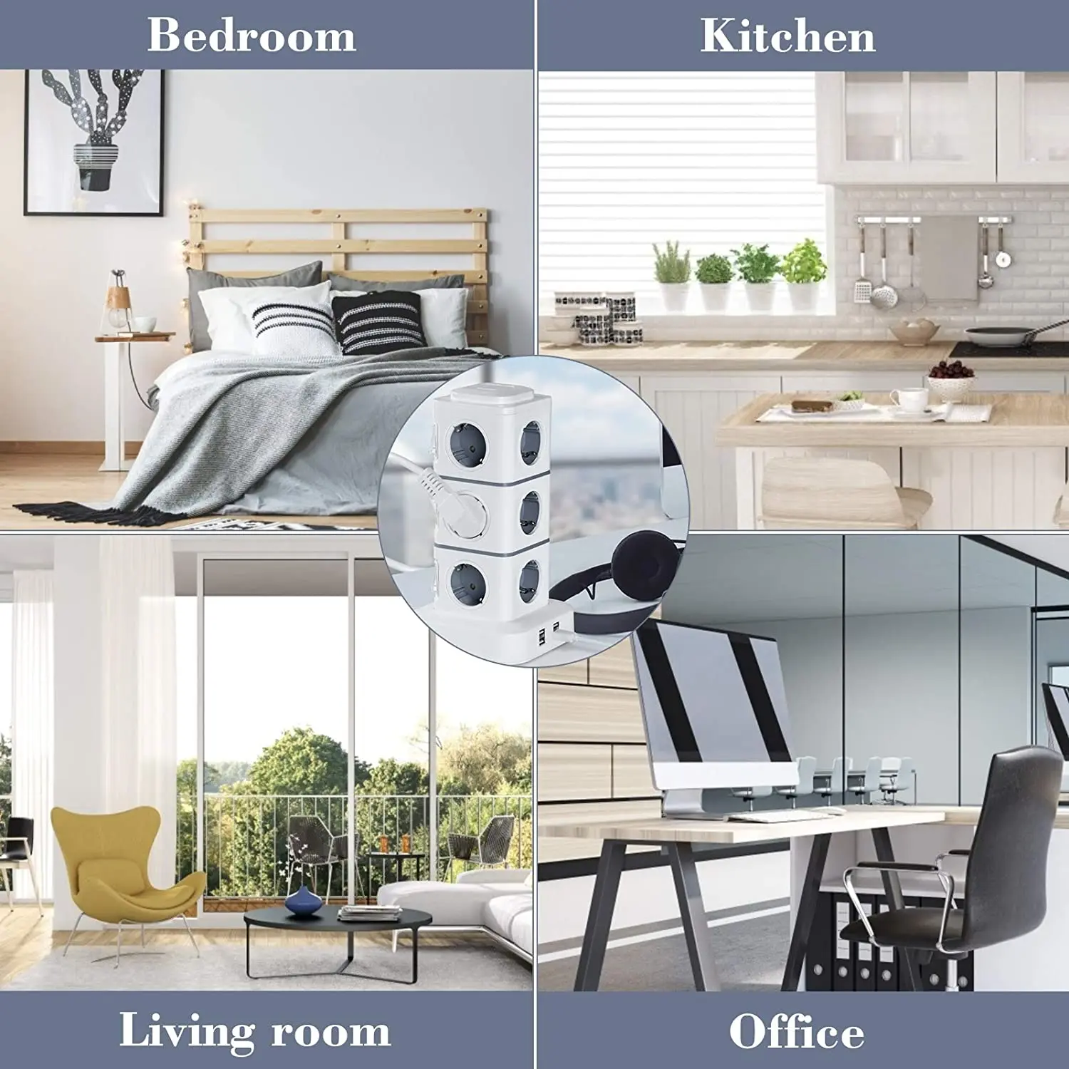 OEM EU Standard Cube Power Strip with USB Ports type C CE Outlet Sockets with 1.5M Extension Cord electrical switch power ball