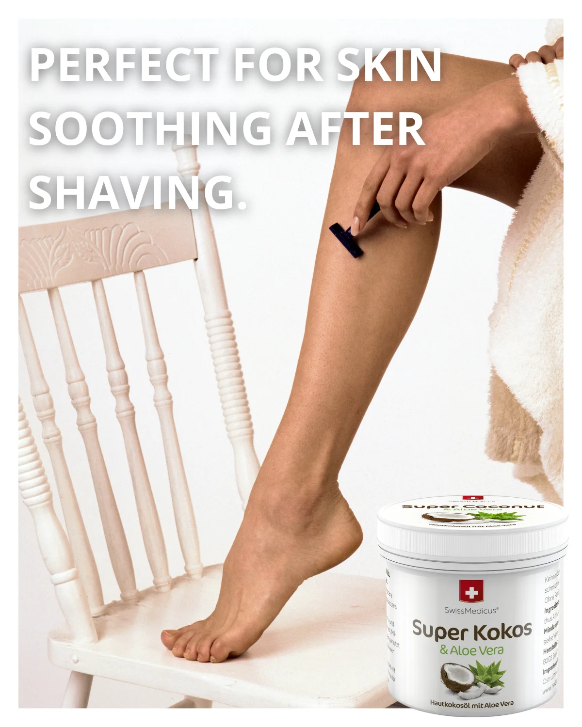 SwissMedicus Super Coconut & Aloe Vera, Philipines Coconut oil, Natural Skin Face Hair Hydration, Swiss quality, Vegan, 150ml