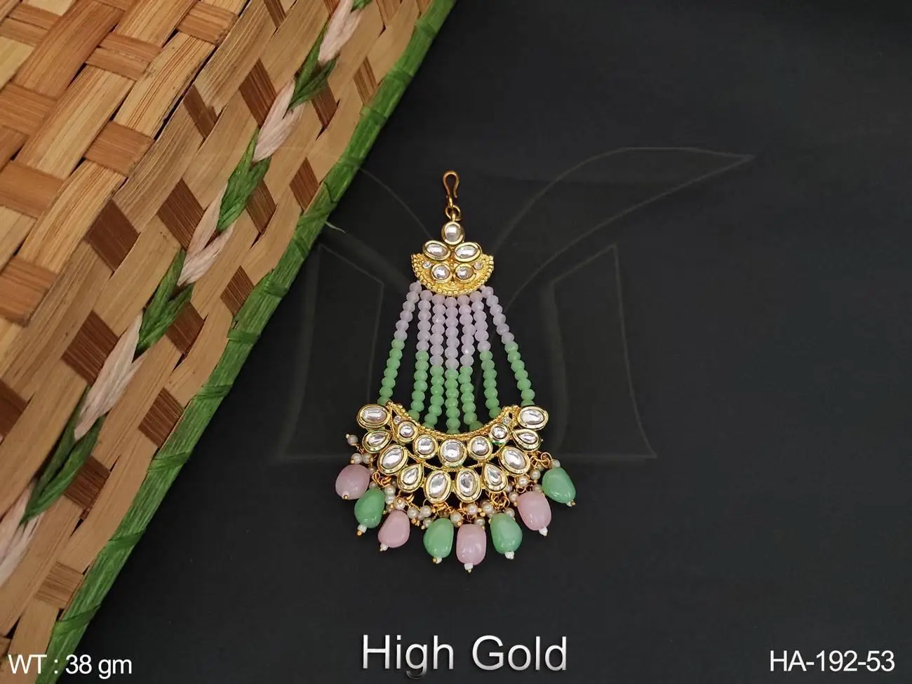 Designer High Gold Polish Beautiful Fancy Design Clustered Pearl Kundan Stones Kundan Jewellery Hair Accessories Jewelry Sets