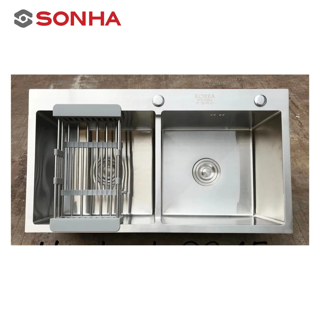 Handmade Cheap price good quality Stainless steel Double bowls SS201/304  Kitchen Sink Made In Vietnam BIS