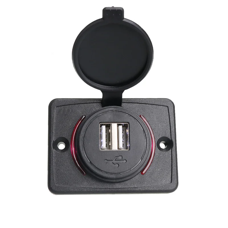 Automotive RV RZR ATV Bus Truck Marine Boat 2 Port usb plug 1a 2.1a with Blue LED 12V USB Charger Socket