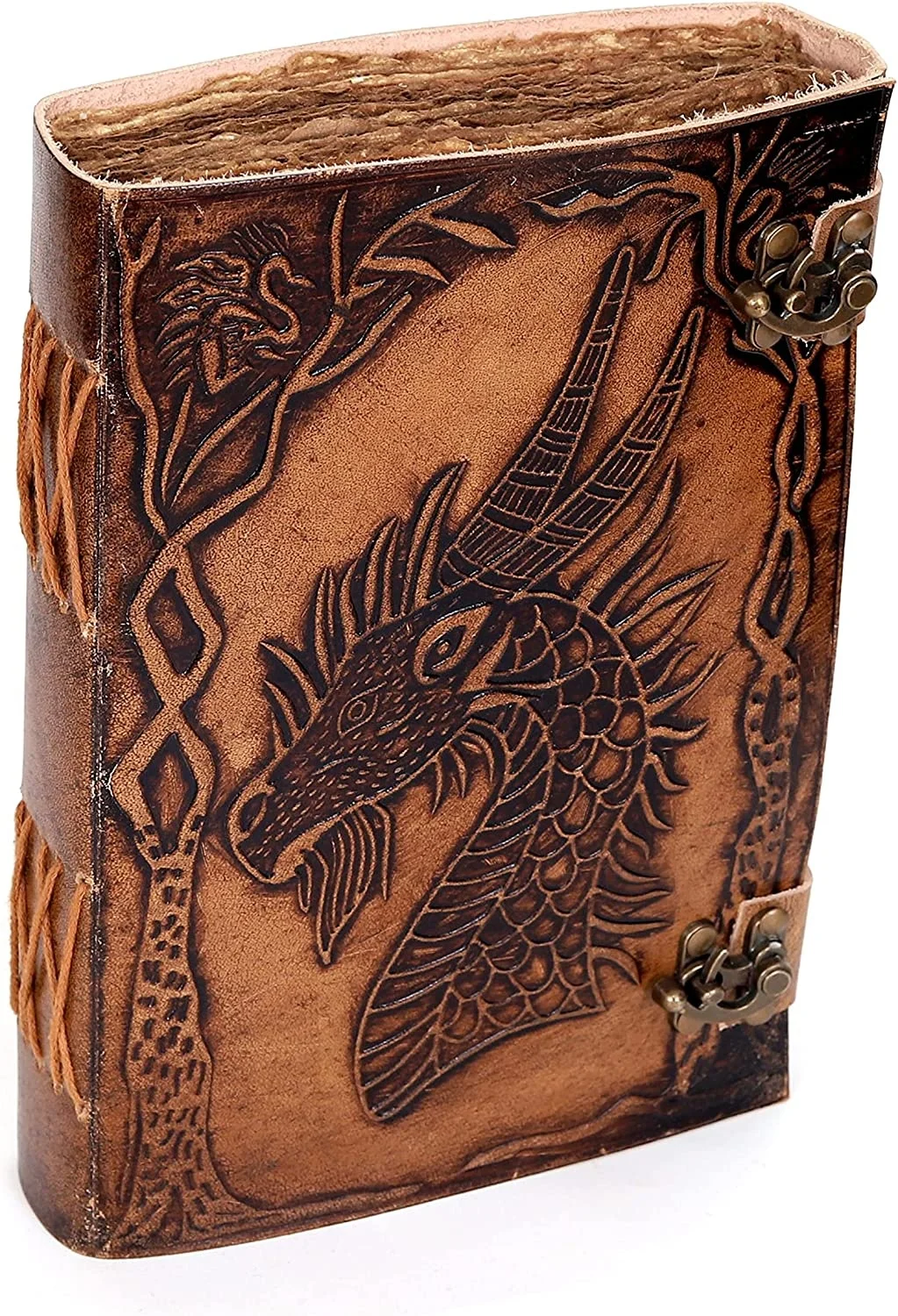 Vintage paper journals Deckle edge Paper Celtic Unicorn Leather Embossed Journal with lock Blank Notebook sketchbooks and dairy