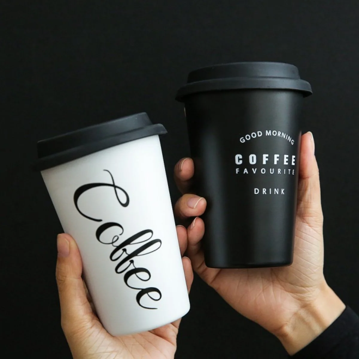 Matt Printing Heat-insulated Double Wall Hot Drinking Disposable Paper Coffee Cups with Lid Single Tea Cup Tea Sets 4 - 24 Oz