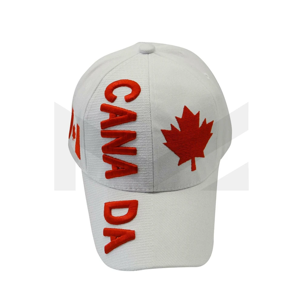 CANADA WHITE COUNTRY FLAG WITH MAPLE LEAF EMBOSSED HAT CAP NEW