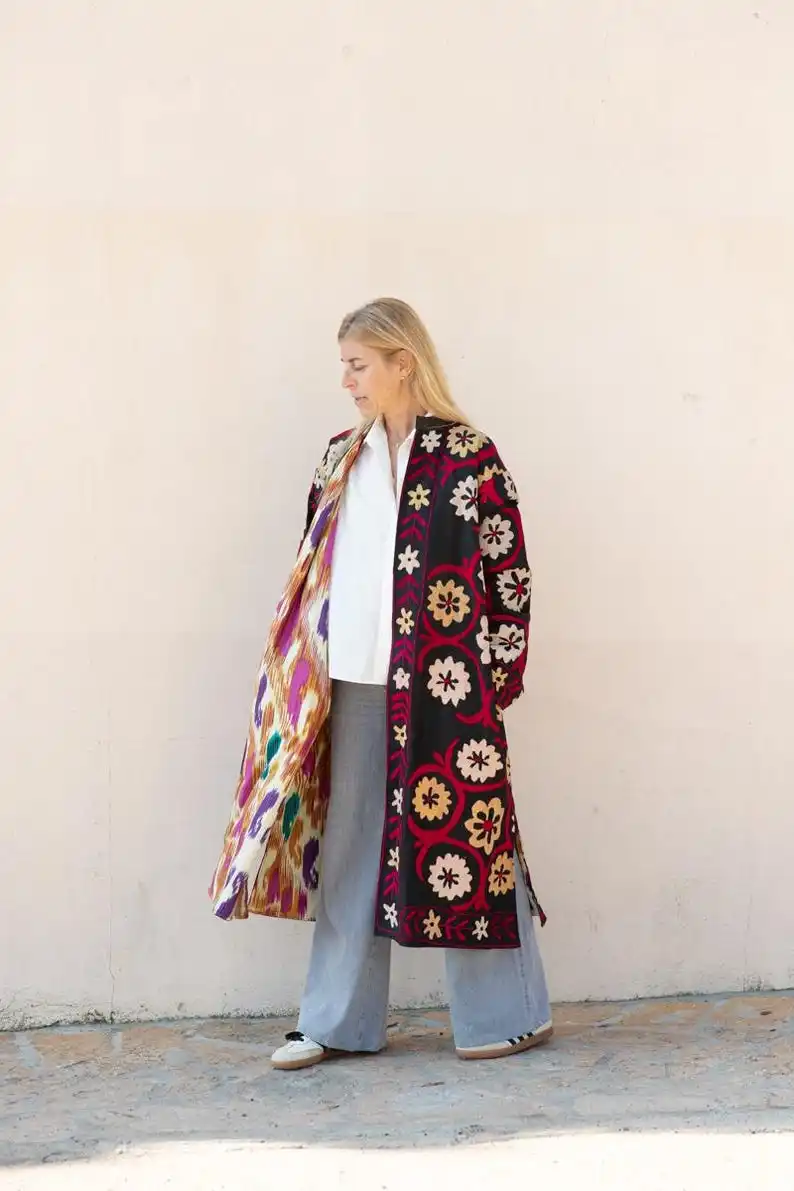 2025 Embroidered Short Jacket Autumn Boho Uzbek Kashmir Crewel Christmas Special Gift Classic Suzani Hand Long Sleeve Jacket