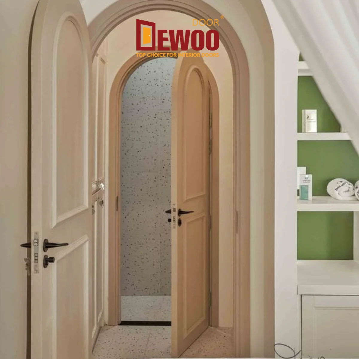 DEWOO Modern Design Waterproof Composite PVC WPC Interior Door Soundproof for Bedroom Hotel Room Other Door Type