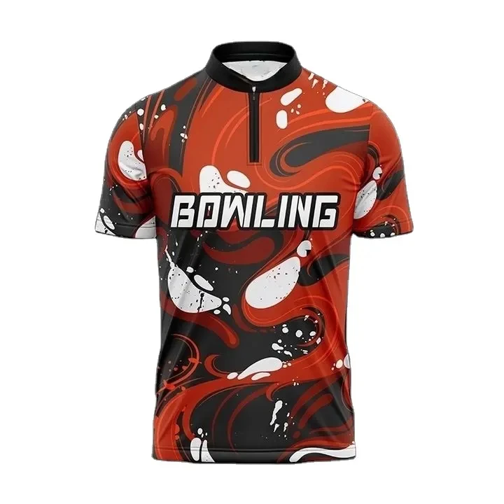 Wholesale Factory Custom Made Sublimated Bowling Polo Shirts Design Cheap Price Youth Bowling Jersey Shirt