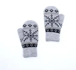 Термоизолированные вязаные зимние перчатки с принтом снежинки