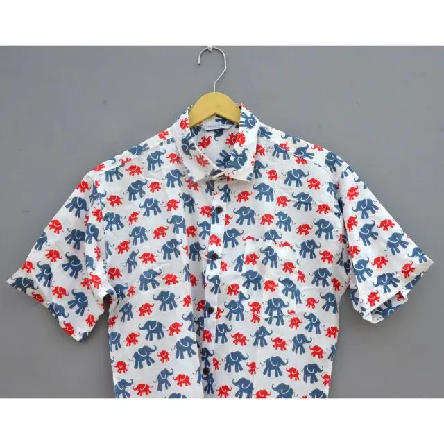 Праздничная одежда 100% хлопок изготовление размеров под заказ легко отстегивающимися пуговицами v воротник рубашки с коротким рукавом slim fit платье индийский производитель