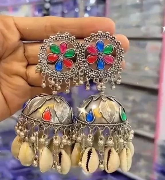 new arrival oxidised navratri collection long earring black polish earring in lowest price oxidised earring indian style jumkha