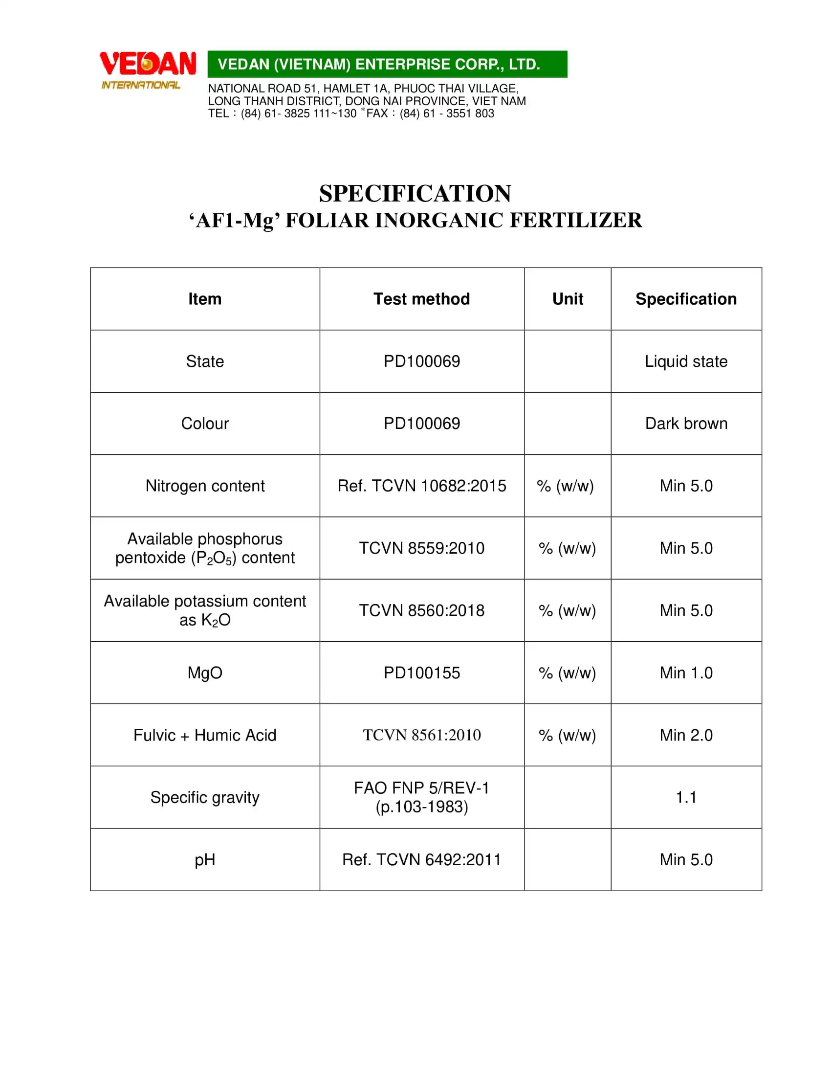 AF1-Mg- FOLIAR INORGANIC FERTILIZER LIQUID