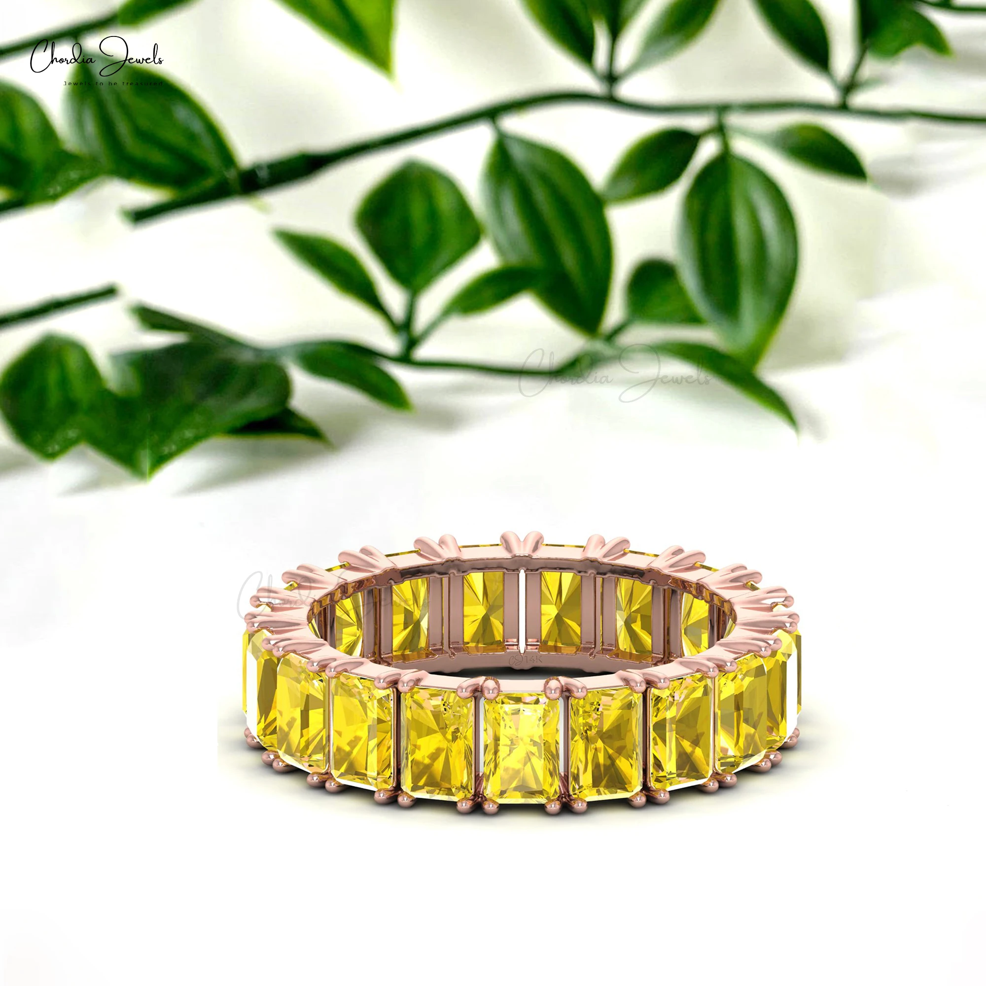 100% Natural Yellow Sapphire Eternity Ring Solid Gold Full Band Sapphire Ring Handmade Custom Jewelry Women Men Gifts Wholesaler