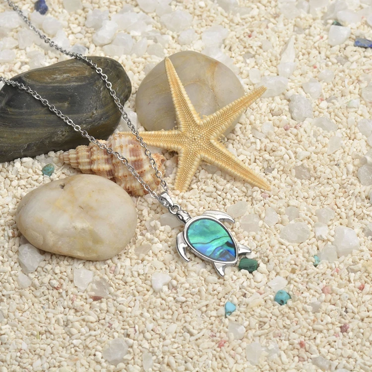 collana tartaruga Starfish Palm Tree Mermaid Sand Dollars Dolphin Necklace Ocean Abalone Sea Turtle Necklace For Women