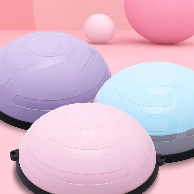 Design half balanced yoga hemisphere with handle yoga Pilates wave speed ball custom logo gym yoga equipment rose two-color half