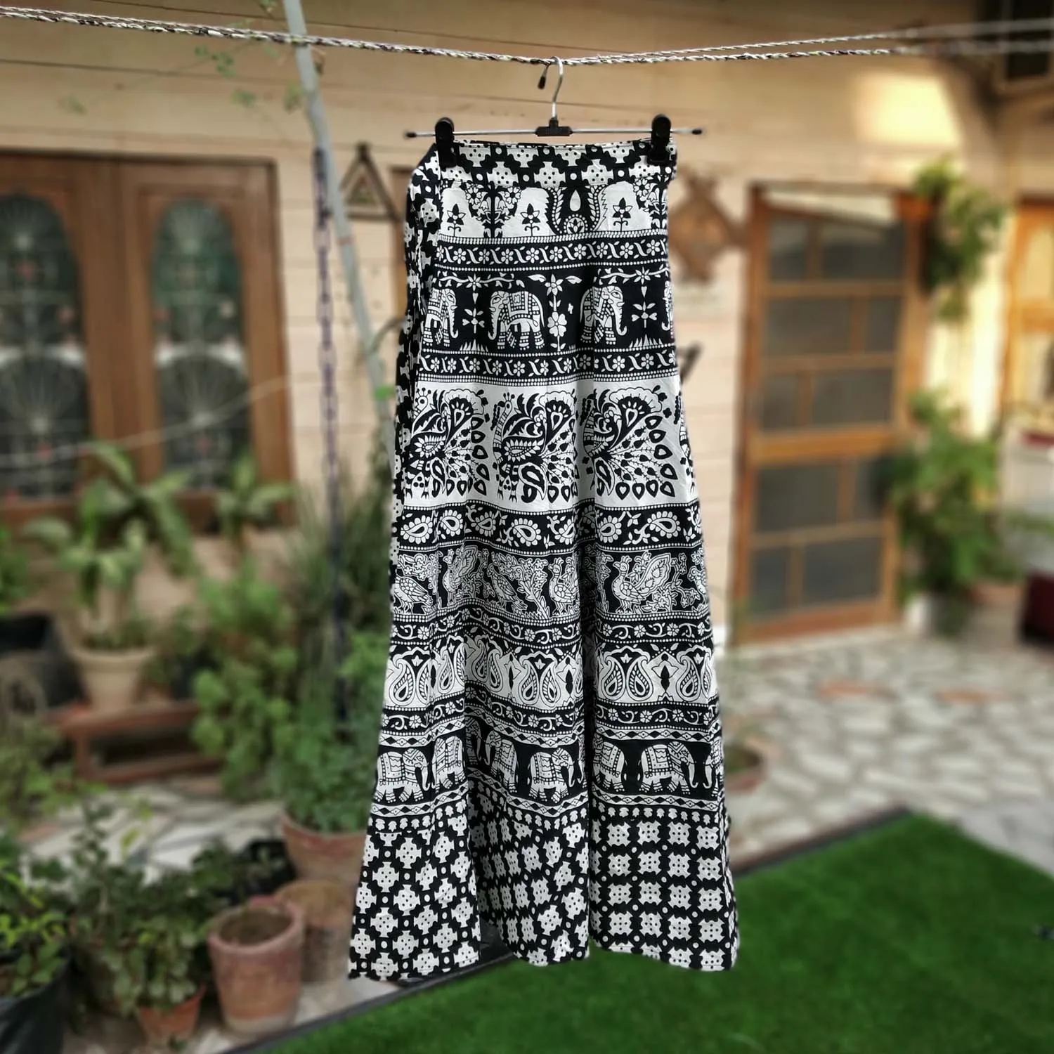 Buy Indian Women Block Print Cotton Long Wrap Around Skirt from India
