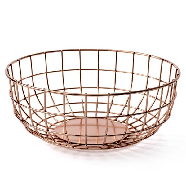 Eco Friendly Basket Kitchenware Rose Gold Color Heart Shape Vegetable Fruit Storage Wire Basket At Wholesale Price