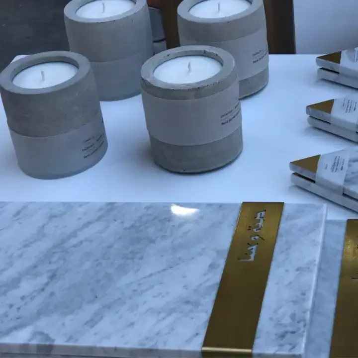 luxury scented soy customized candle in different shaped cement jar