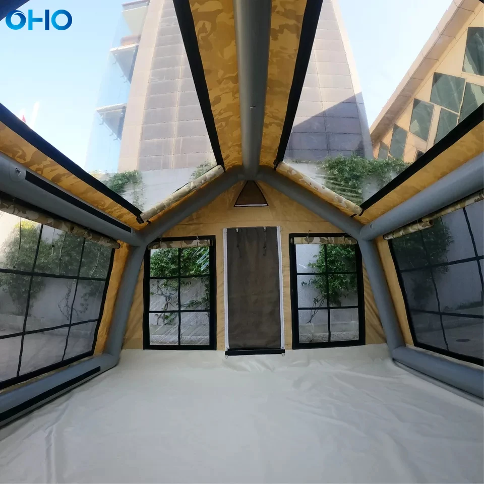 2023 Camouflage Inflatable Camping Tent TPU PVC Tube Waterproof Oxford Material Outdoor Camp Tent for Family