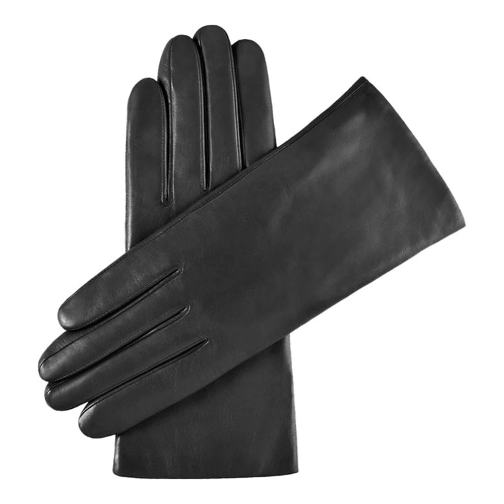 Fashion Men Genuine Sheepskin Leather Gloves Autumn Winter Warm Cashmere Full Finger Leather Gloves
