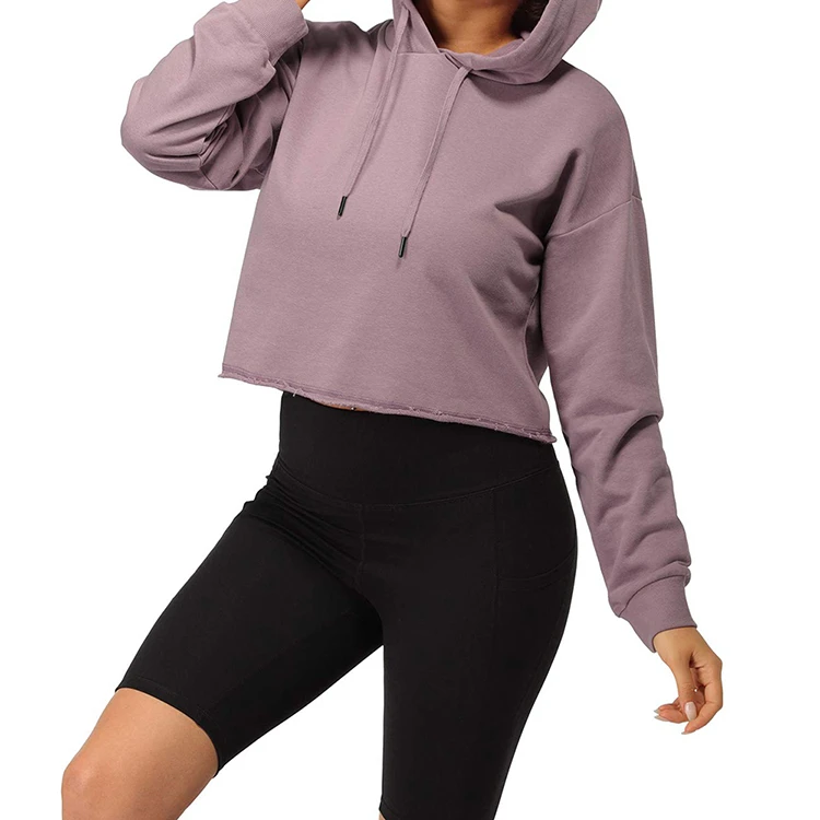 New Arrival Wholesale High Quality Women Crop Top 2024 Fleece Material Women Crop Top Hoodie In Reasonable Price