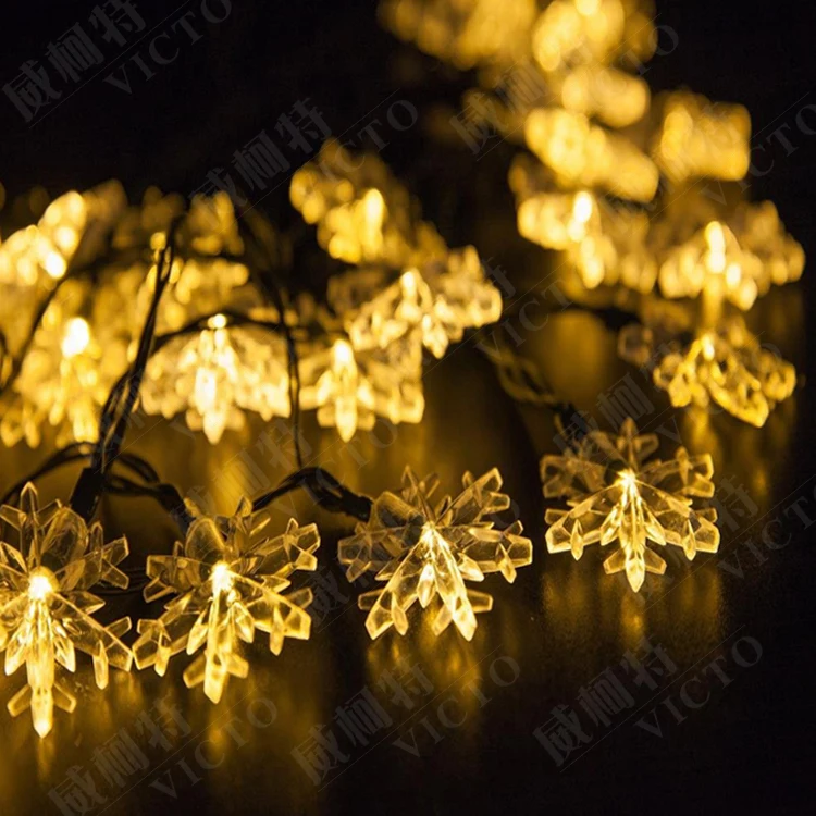 4.8M 20 LED Christmas Fairy Lights Solar snowflake String Lights for xmas tree garden decovation