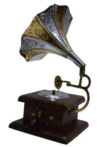 Unique Antique Craft Sheesham Wood Vintage Folding Dummy Gramophone   Handmade Royal and Vintage Dummy Wooden Brass Combination