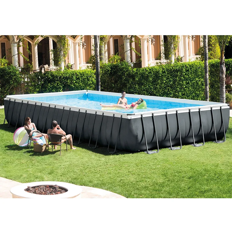 Large Rectangular PVC Intex 4m x 4m x 1.5m Metal Frame Pool Above Ground Pool for Outdoor Swimming Installation