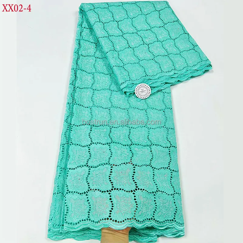 XX02  2024 swiss high quality dry lace new arrival high quality swiss voile cotton lace heavy lace fabric evening dress