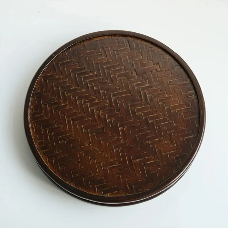 Hot Sale Vintage hand woven platter tray basket round bamboo storage basket bamboo wicker house decor Wholesale Multifunction