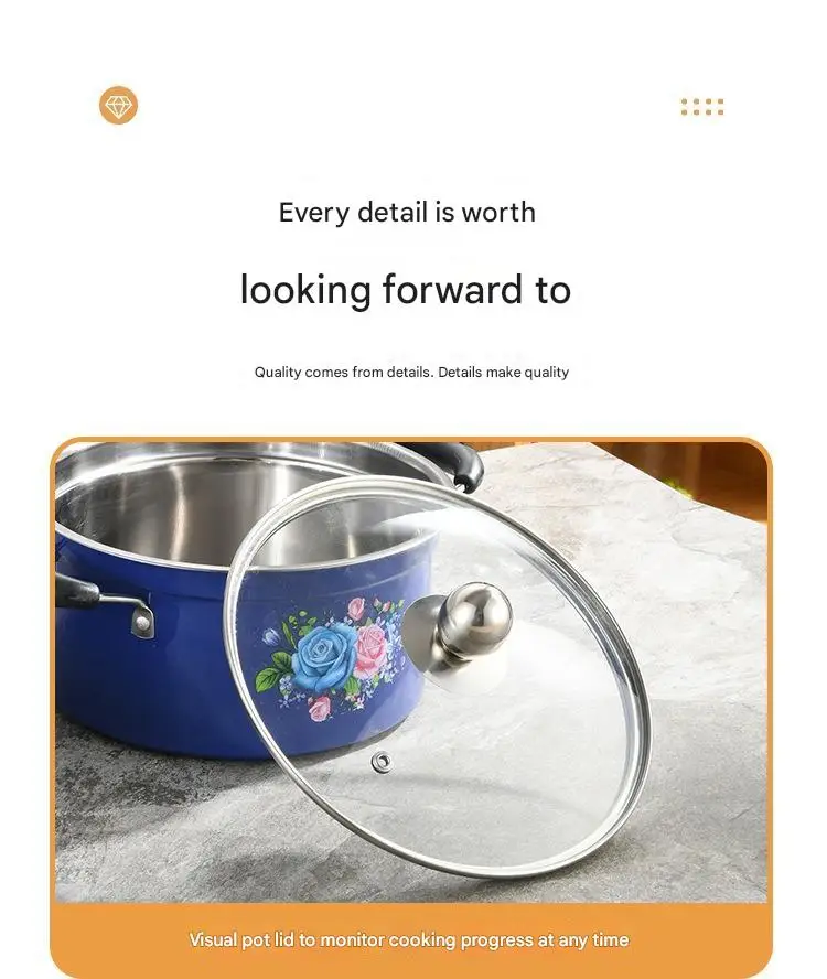 DS29 Factory Direct 3 Pcs Stainless Steel Soup Pot Non Stick Blue Cooking Pot Set With Lid