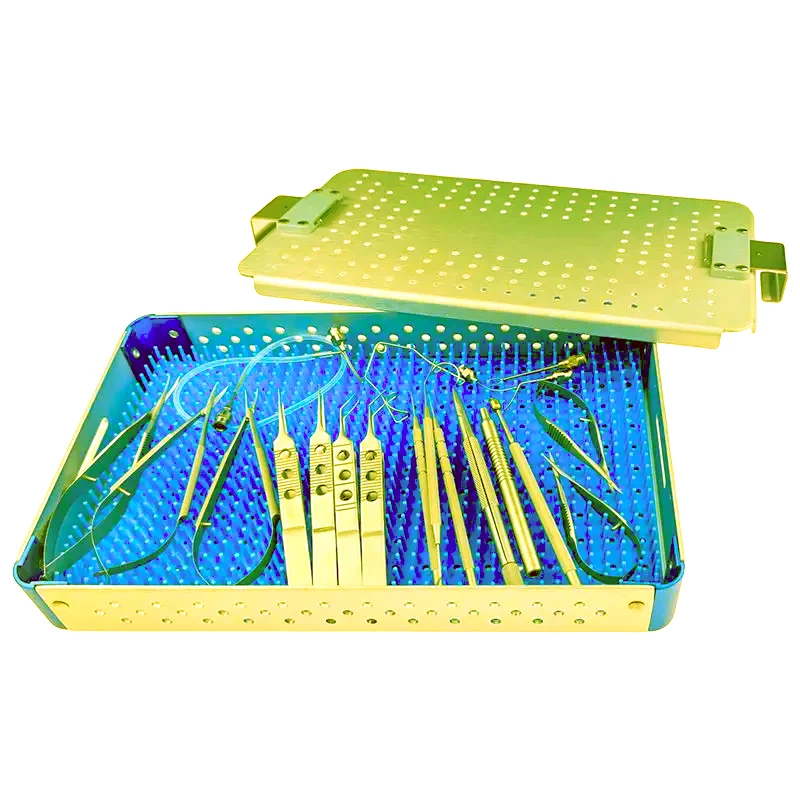 21-Piece Stainless Steel Micro Surgery Set for Eye Ophthalmology RTSIC Manual Forceps Instrument Cataract Surgery with Box